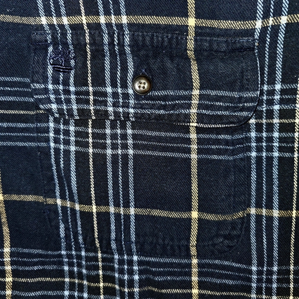 Timberland L Men's Black Plaid Shirt with Blue & Cream Stripes - Picture 8 of 10